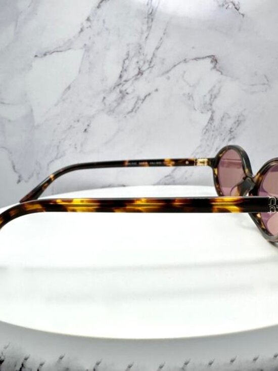 New MIU MIU Sunglasses Brown Tortoise Round Acetate Gold Metal Logo Authentic main image 12